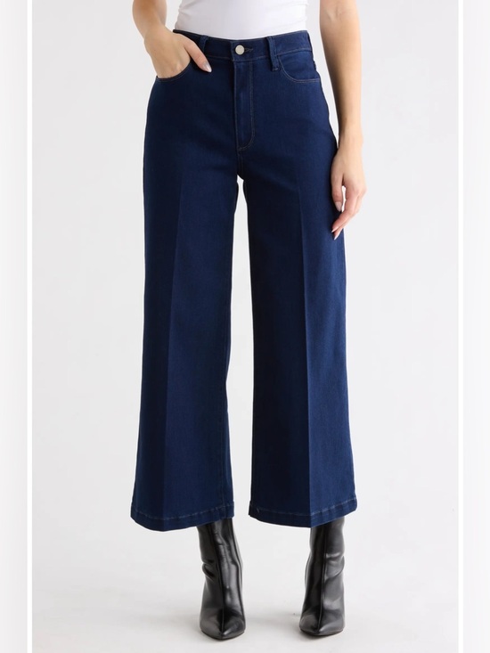 PAIGE Denim - Paige Genesee Wide Leg Crop Jeans High Rise Dark Wash Elvira Size 32 Stretch